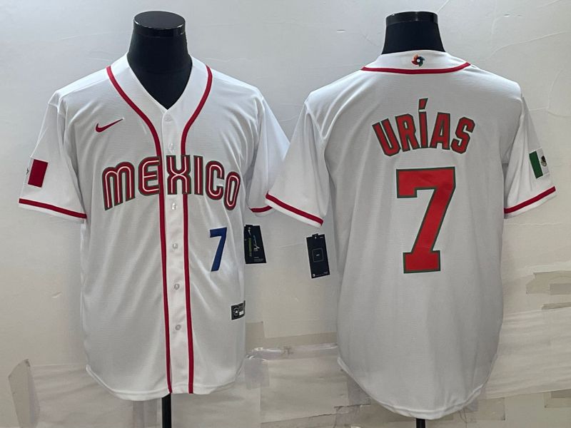 Men 2023 World Cub Mexico #7 Urias White Nike MLB Jersey22